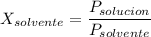 X_ {solvente} = \dfrac {P_ {solucion}} {P_ {solvente}}
