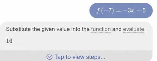 Using the function f(x) = -3 x -5, calculate f(-7)