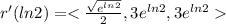 r'(ln2) = < \frac{\sqrt{e^{ln2}} }{2} , 3e^{ln2},3e^{ln2}