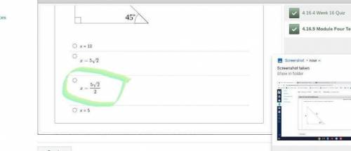 Identify the value of x. Give your answers in the simplest radical form.