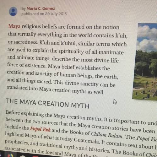 According to the mayan religion, what were humans made from