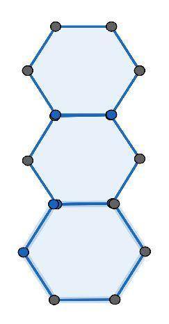 Three regular hexagons are put together to make a larger shape. The perimeter of one of the regular