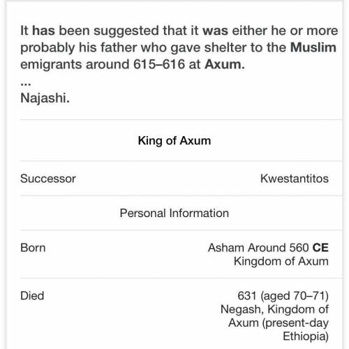 The king of Aksum who welcomed the Muslim refugees was