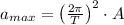 a_{max} = \left(\frac{2\pi}{T} \right)^{2}\cdot A