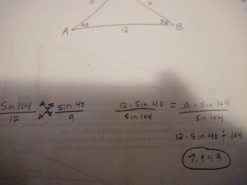 Determine the approximate value of side a.