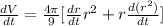 \frac{dV}{dt} = \frac{4\pi}{9}[\frac{dr}{dt}r^{2} + r\frac{d(r^{2})}{dt}]