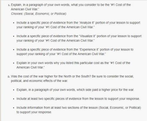 08.04 the cost of conflict 8th grade history. write two paragraphs.