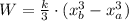 W = \frac{k}{3}\cdot (x_{b}^{3}-x_{a}^{3})