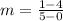 m = \frac{1-4}{5-0}