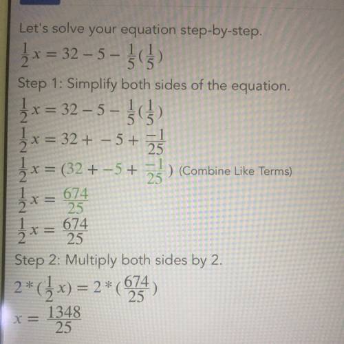 Solve the exponential equation. (½)x = 32 -5 -1/5 1/5