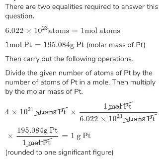 How many moles of platinum atoms are in 2.408 x 1023