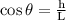 \cos \theta=\frac{\text{h}}{\text{L}}