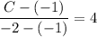 \displaystyle \frac{C-(-1)}{-2-(-1)}=4