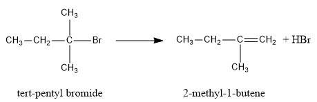 Dehydrohalogenation of tert-pentyl bromide at higher temperatures will produce 2-methyl-1-butene as 