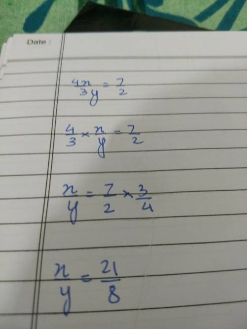 If 4x/3y =7/2 , what is the value of y/x a) 3/14 b) 8/12 c) 7/6 d) 9/7