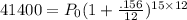 41400=P_{0}(1+\frac{.156}{12})^{15\times 12}