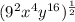(9^2x^4y^{16})^{\frac{1}{2}}