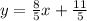 y=\frac{8}{5} x + \frac{11}{5}