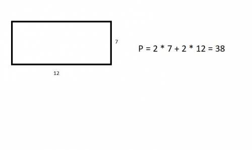 Find the perimeter of a rectangle if the length is 12 inches and the width is 7 inches. a) p = 12 x 