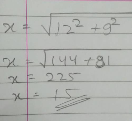 Find the value of x that makes this a right triangle.