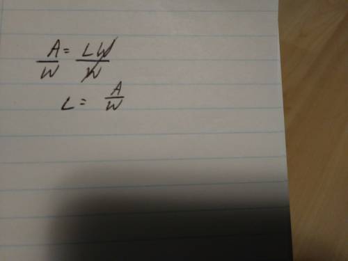 Solve the equation for the letter l:  a=lw