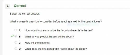 Select the correct answer. What is a useful question to consider before reading a text for the centr