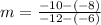 m=\frac{-10-\left(-8\right)}{-12-\left(-6\right)}