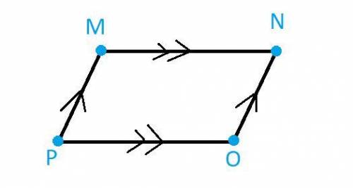 In parallelogram MNOP, which two sides are opposite sides?