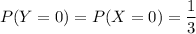 P(Y =0) = P(X = 0) =\dfrac{1}{3}