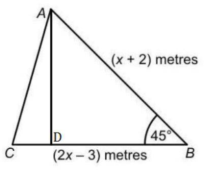 The area of a triangle abc is 4√2 m²