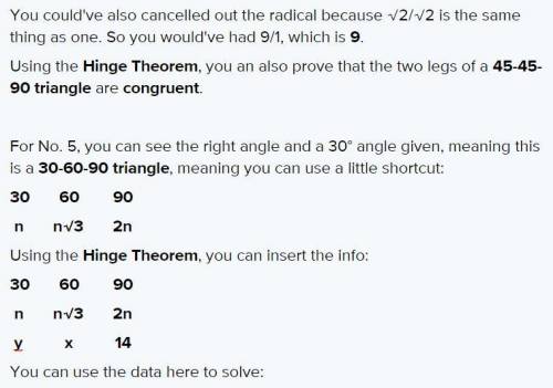 Please help me asap?!? test is past due :(

Find the missing side lengths using your notes on the 45