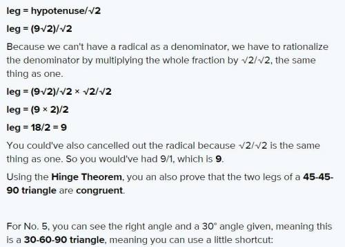 Please help me asap?!? test is past due :(

Find the missing side lengths using your notes on the 45