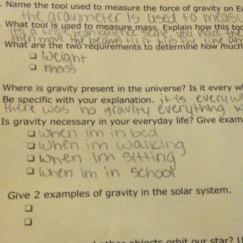 Give two examples of gravity in the solar system