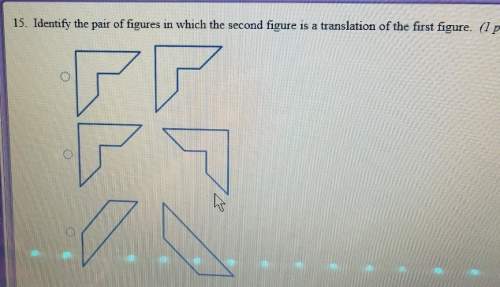 Identify the pair of figures in which the second figure is a translation of the first figure&lt;