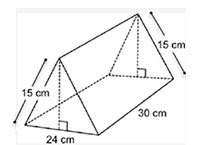 Acandy bar box is in the shape of a triangular prism. the volume of the box is 3,240 cubic centimete