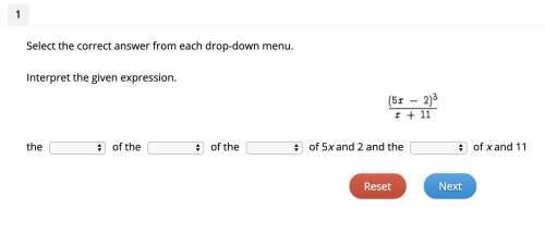 Select the correct answer from each drop-down menu. interpret the given expression. of of of 5x a