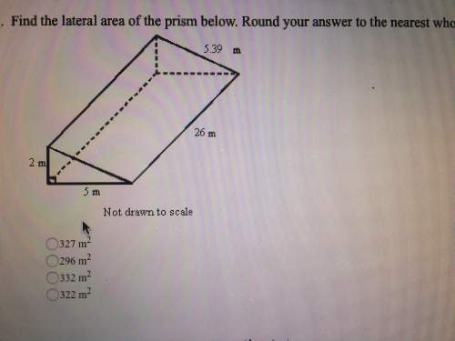 Find the lateral area of the prism below. round your answer to the nearest whole number. need asap