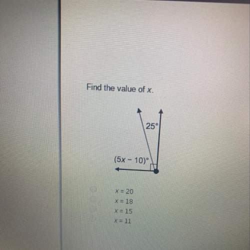 Find the value of x a 20 b 18 c 15 d 11