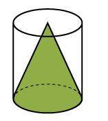 The cylinder shown has a volume of 90 cubic units. the cone and the cylinder have the same height an