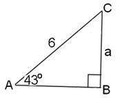 In the triangle below, determine the value of a. a. 4.09 b. 7.7 c. 4.7