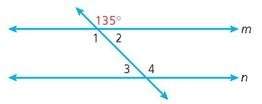 In the figure below, line m is || line n. find the measure of angle 1. only type the numerical amoun