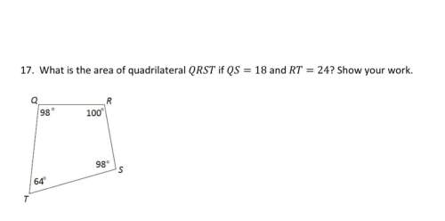 What is the area of quadrilateral qrst if qs=18 and rt=24. show work.