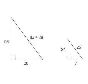 The triangles are similar.  what is the value of x?  enter your answer in t