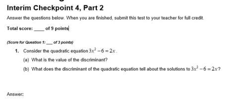 30 points picture attatched 1. consider the quadratic equation 3x^2 – 6 = 2x . (a) what is the