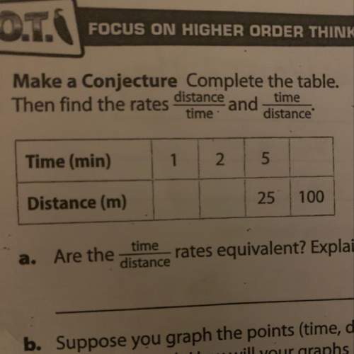 Complete the table  time- 1 2 5 x distance x x 25 100