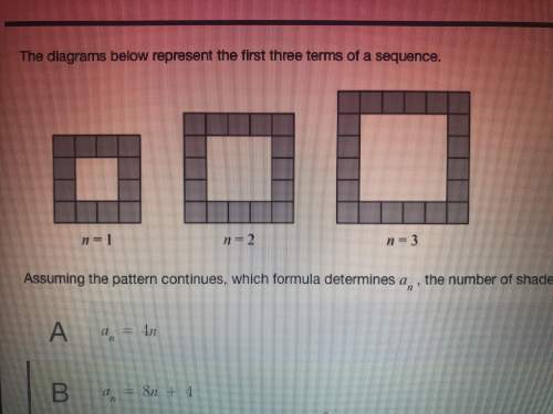 20 ! the diagrams below (picture attached) represent the first three terms of a sequence.
