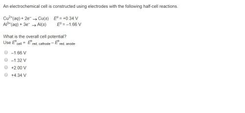 An electrochemical cell is constructed using electrodes with the following half-cell reactions
