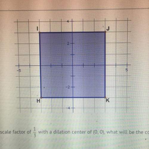 If square huk is dilated by a scale factor of 1/3 with a dilation center of (0,0), what will b