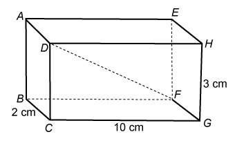 Aright rectangular prism is shown. what is the length of df to the nearest tenth of a centimeter? d