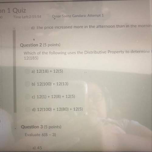Which of the following uses the distributive property to determine the product 12(185)